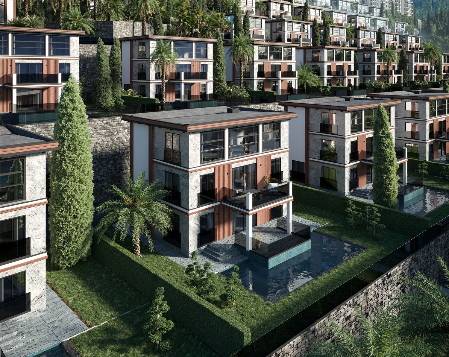 Premium complex of villas and apartments on the Alanya coast