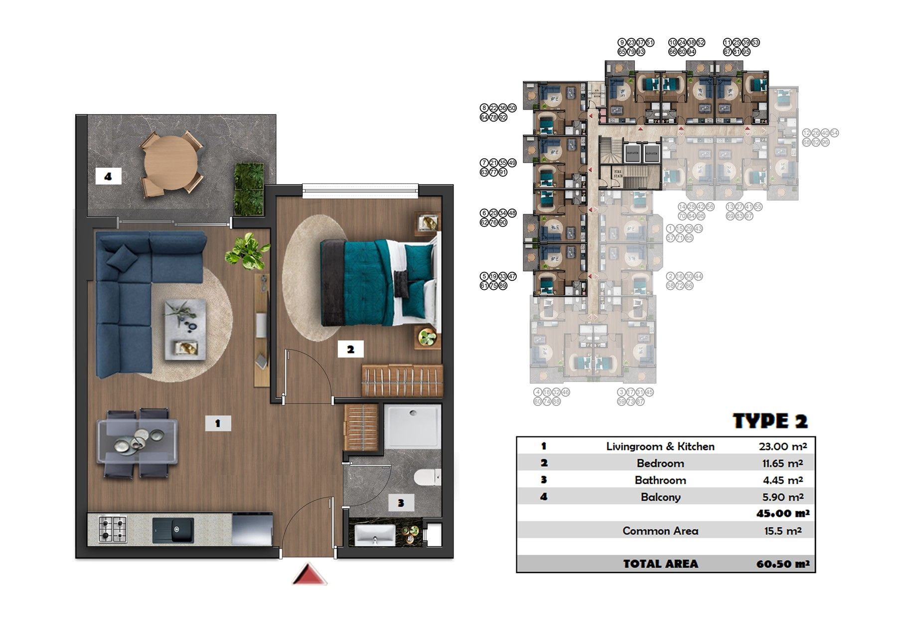 Apartment 1+1 in a new complex at the final stage of construction