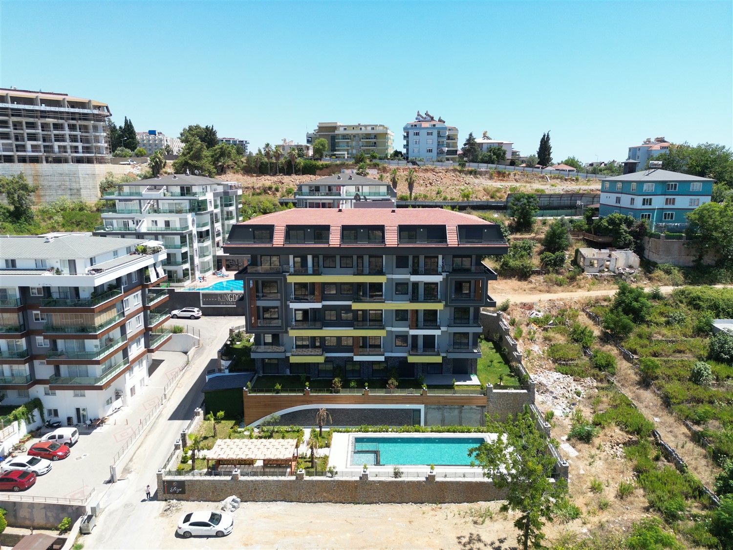 New apartments in Kestel district on the mountain river bank