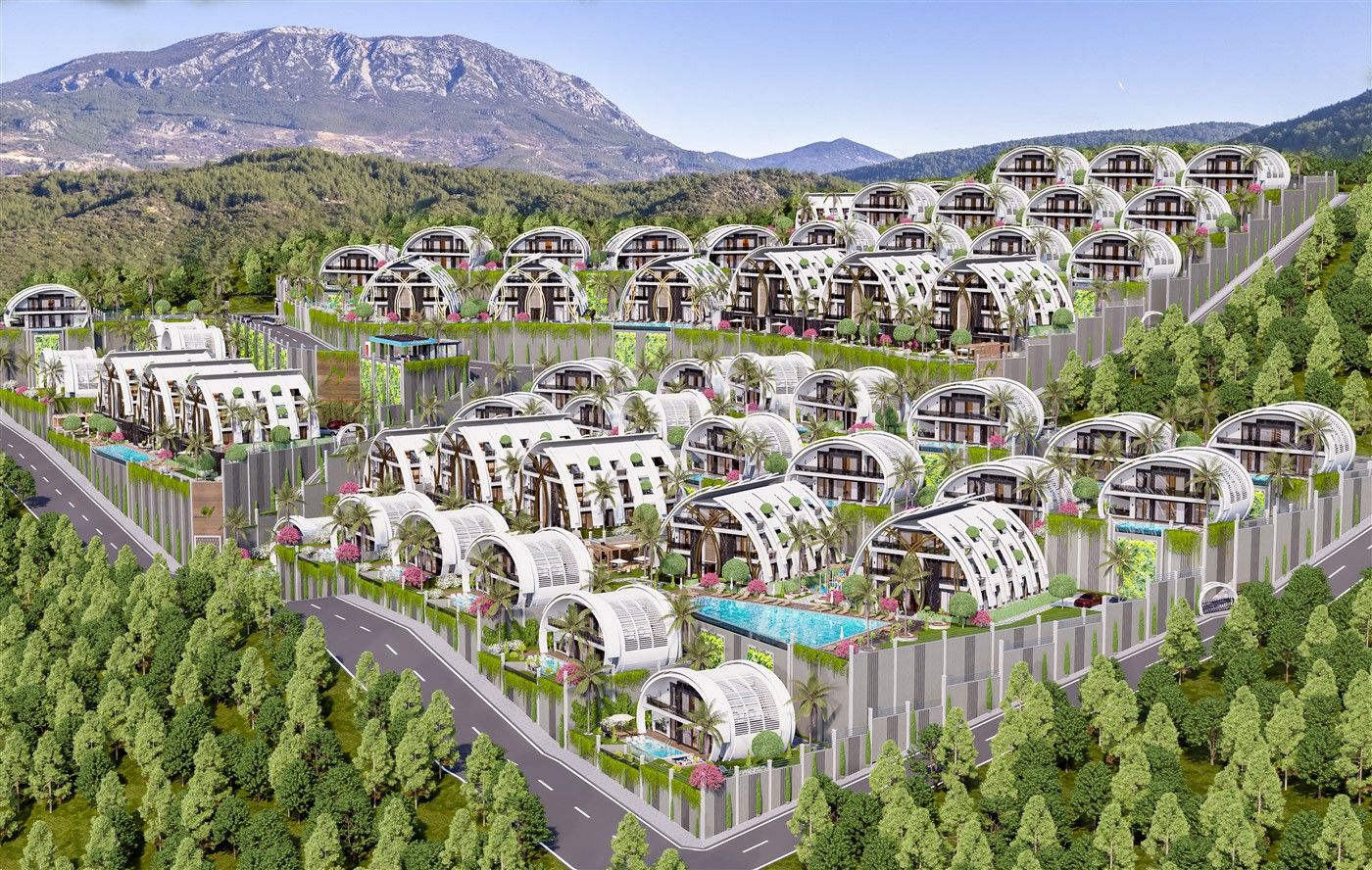 Large-scale project of villas and apartments surrounded by greenery