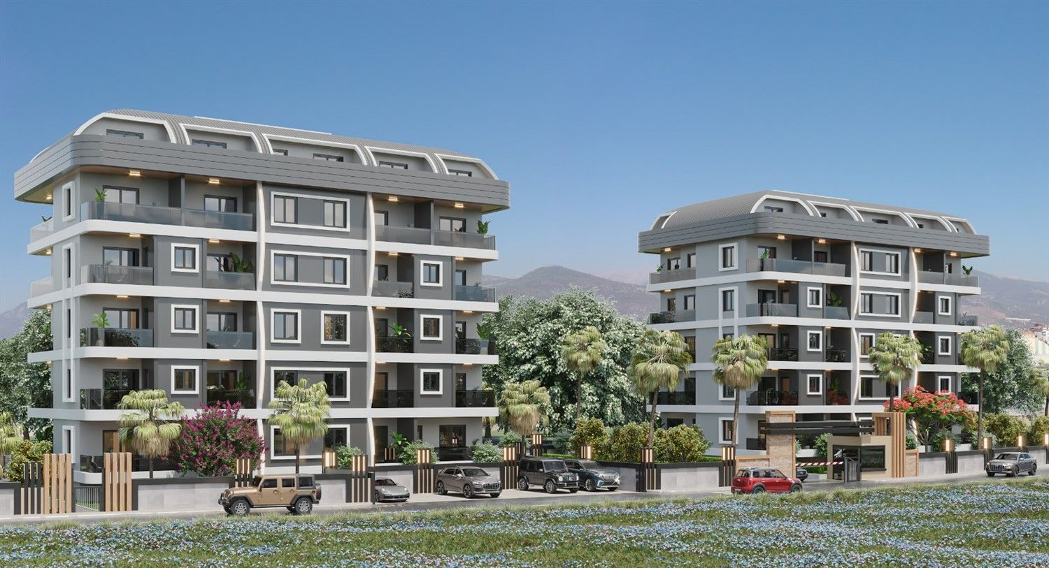New residential complex on the bank of mountain river in Gazipasa