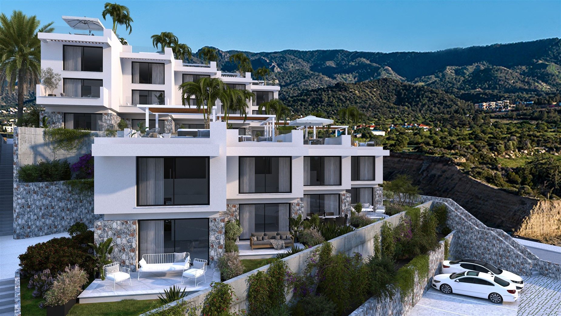 New apartments of different types by the sea in North Cyprus