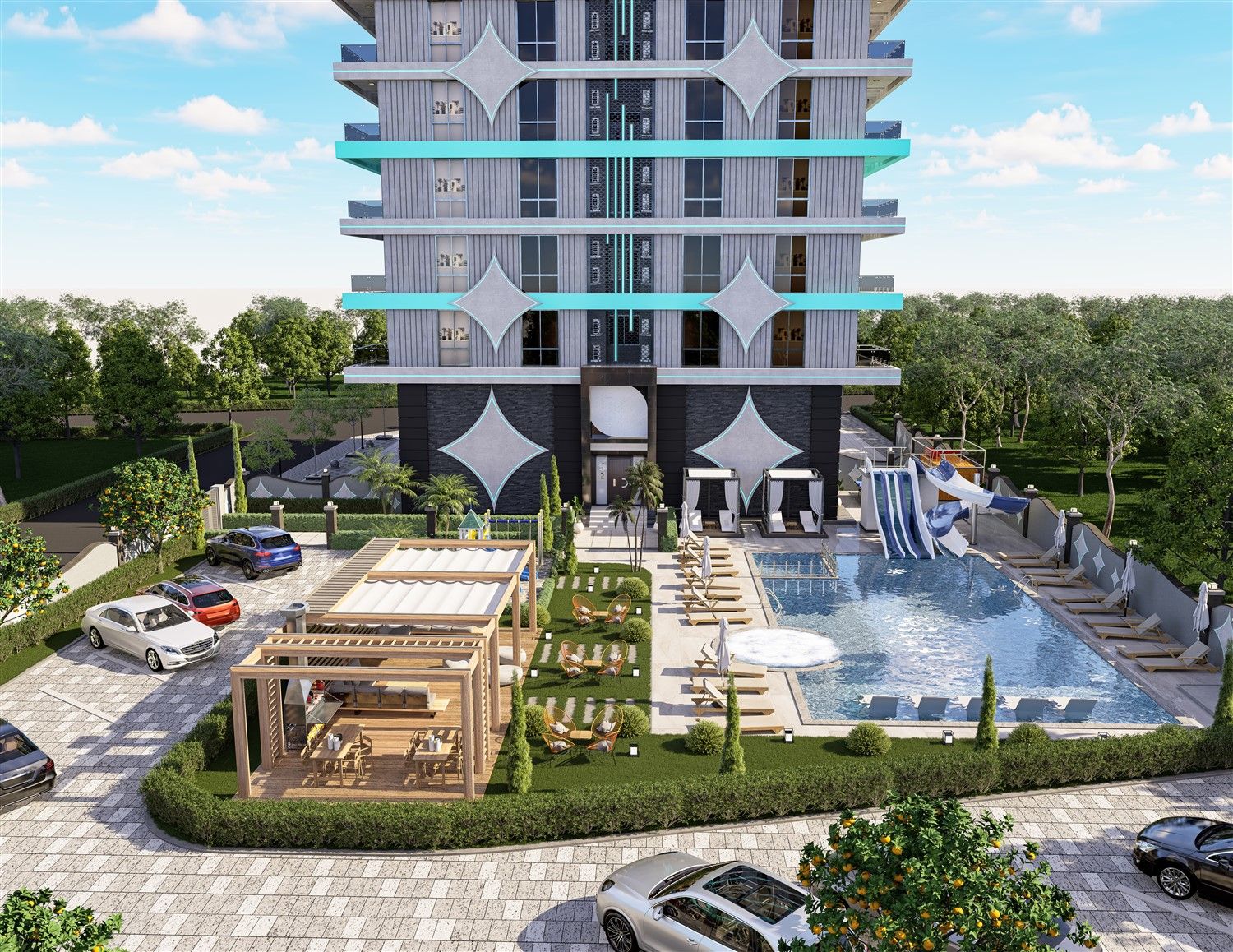 New business class residential complex in modern Mahmutlar district