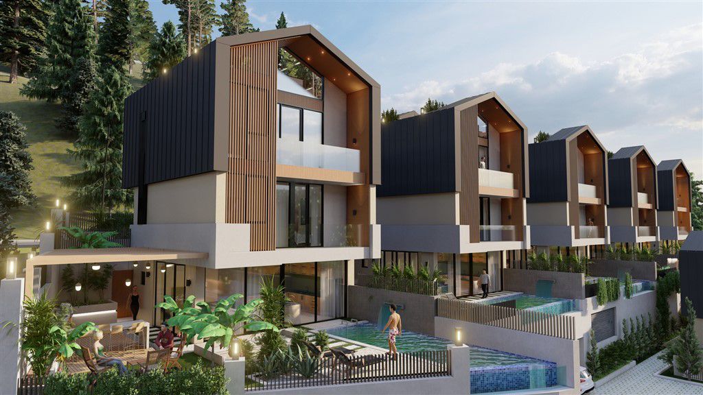 Stylish villas under construction in Tepe - Alanya