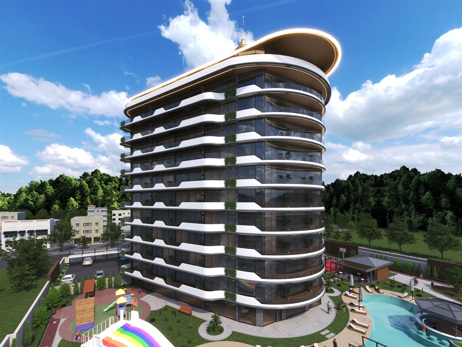 Apartment 1+1 in a residential complex under construction - Gazipasha