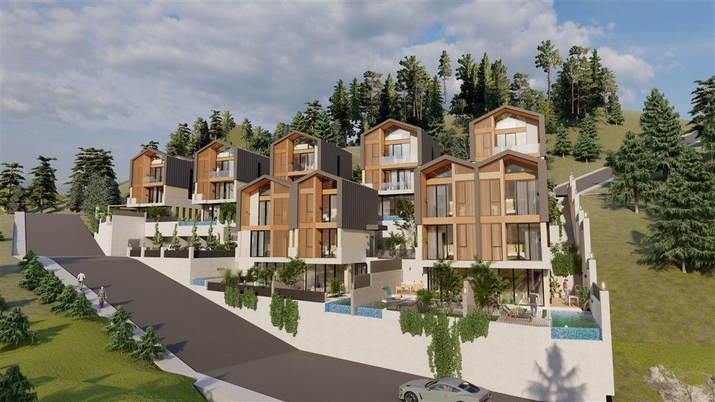 Stylish villas under construction in Tepe - Alanya