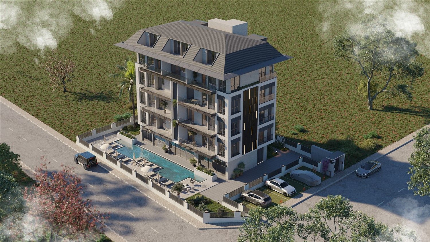 New apartment project overlooking the sea and Alanya city