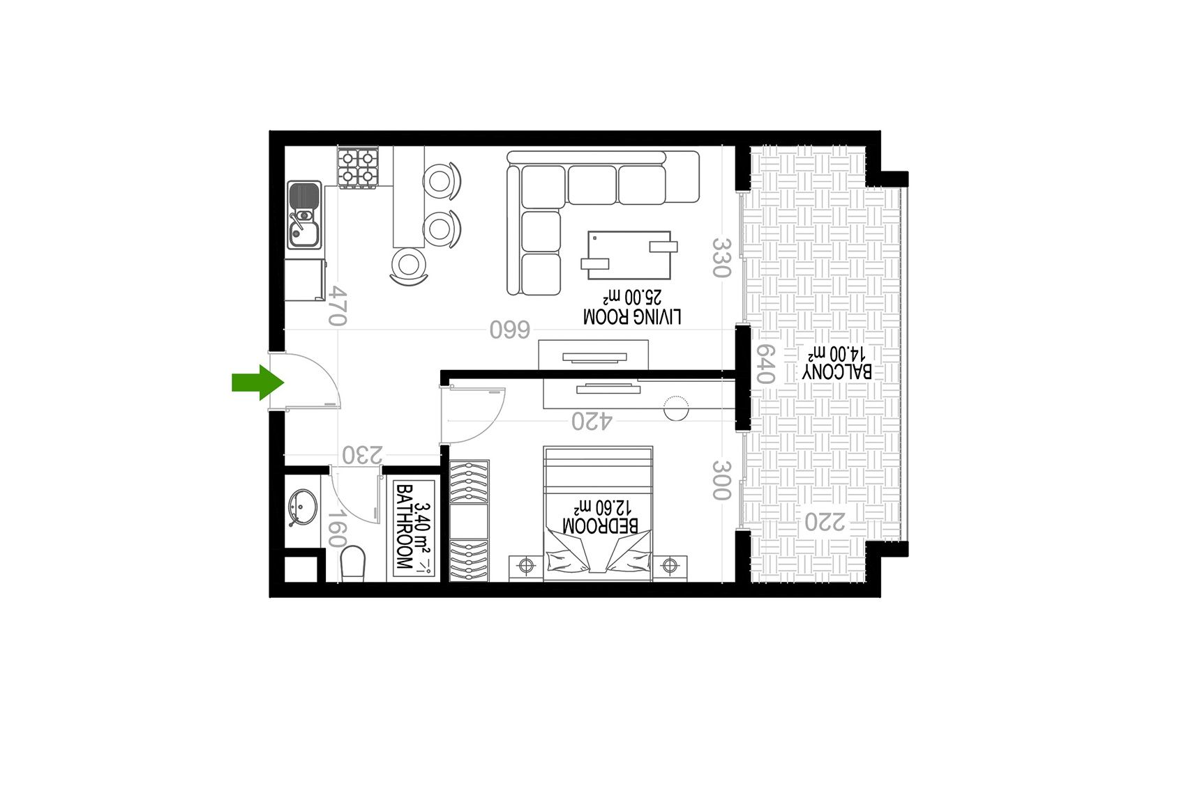1 bedroom apartment in large-scale complex - Mahmutlar district