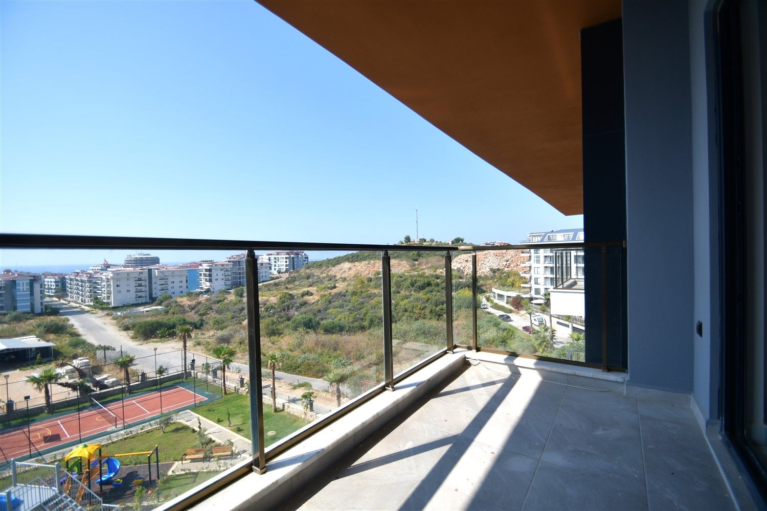Apartment with infrastructure view in a new residential complex