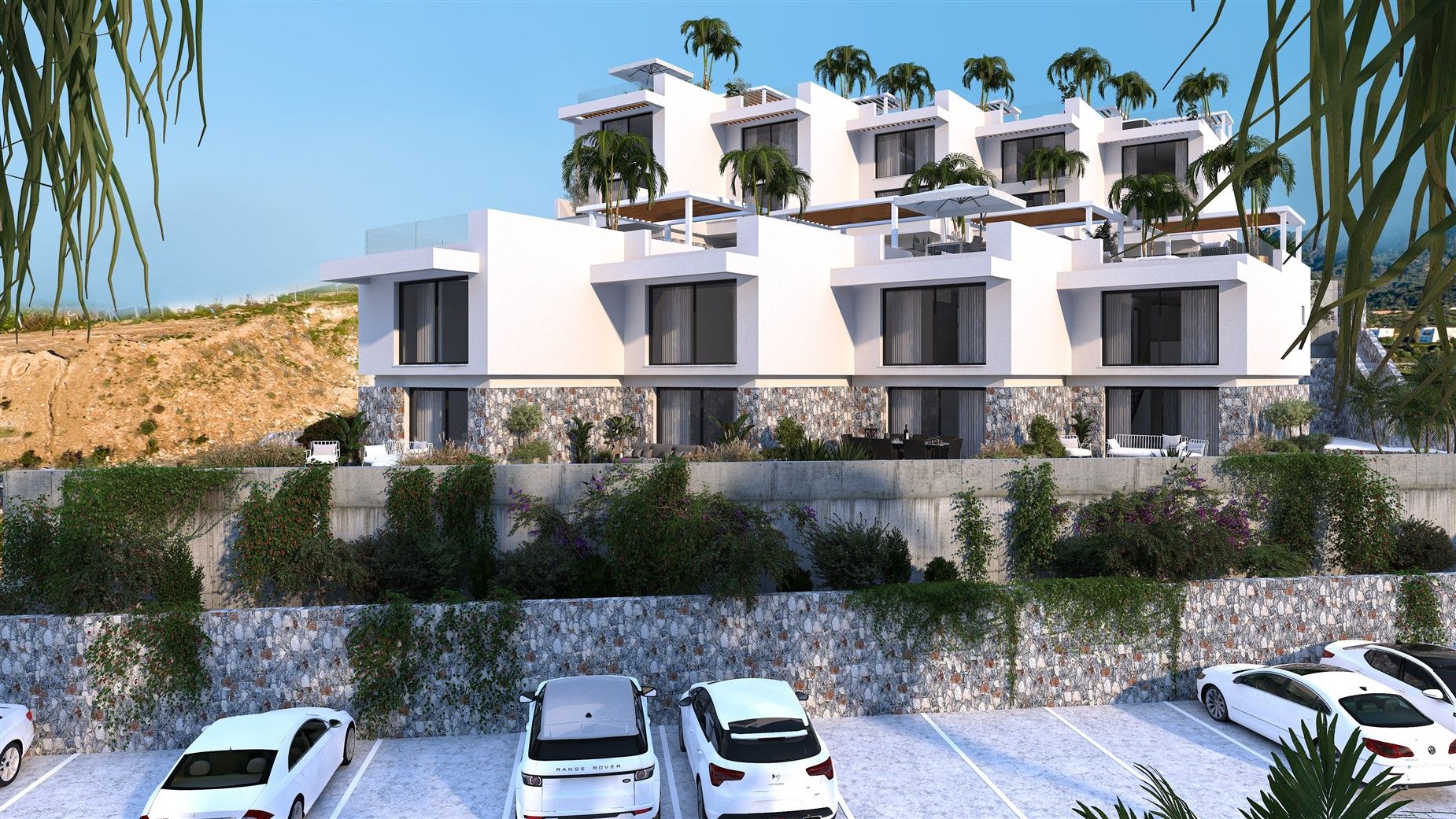 New apartments of different types by the sea in North Cyprus