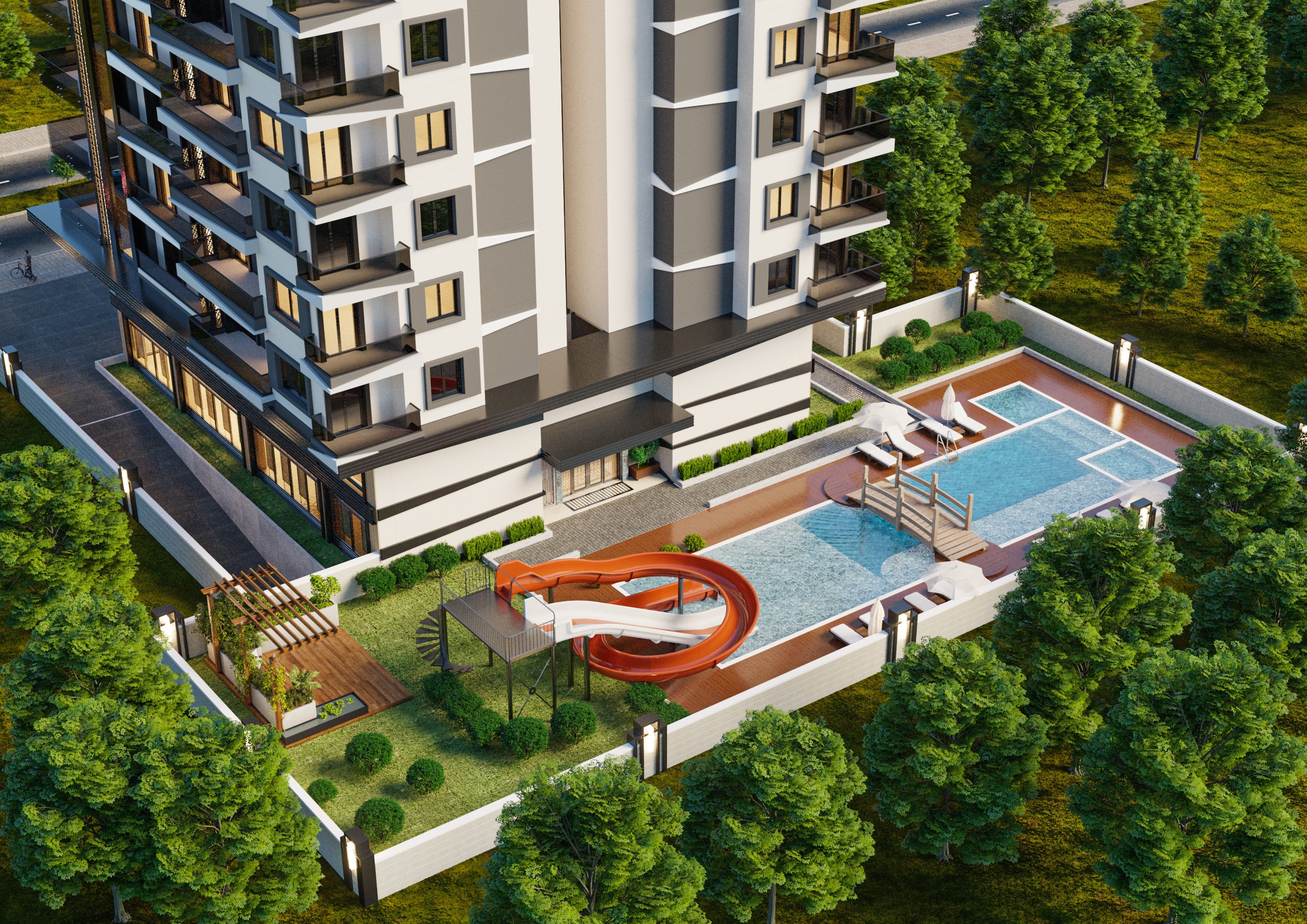 New residential complex in the developed area of ​​Mahmutlar