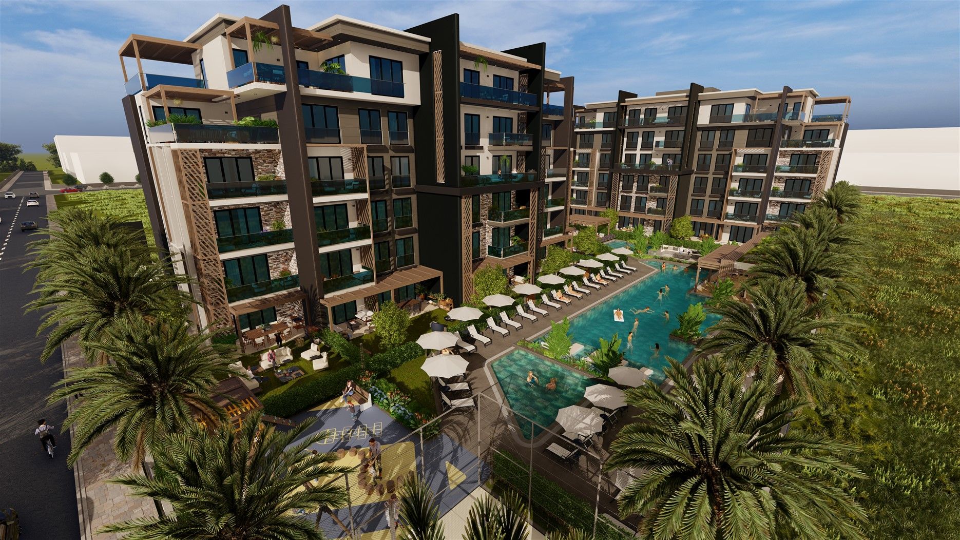 Ready for living 2+1 apartments in a new residential complex in Antalya
