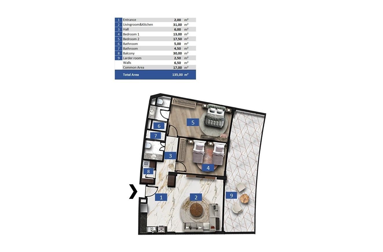 Apartments 2+1 in the largest project in Antalya region